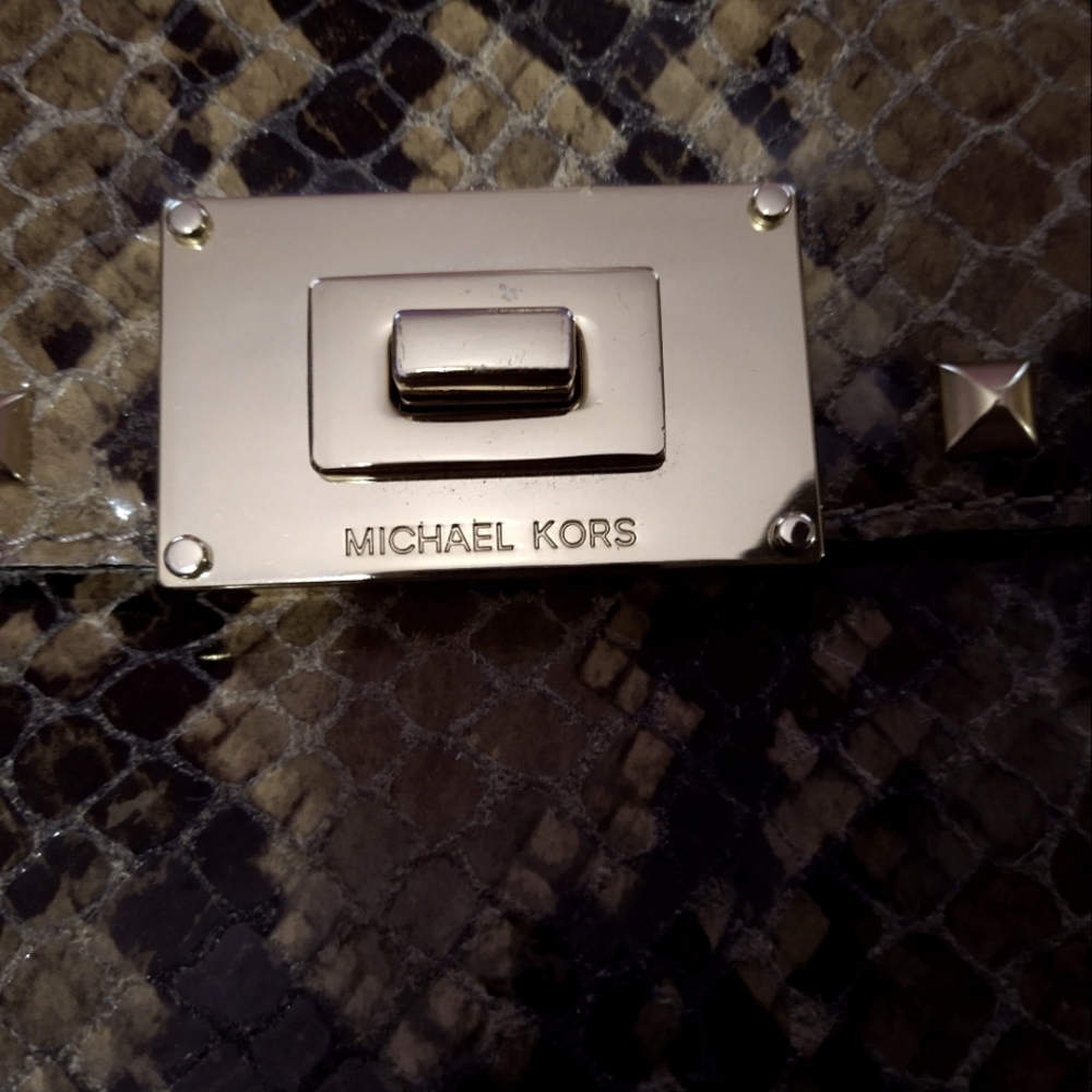 Michael Kors snakeskin clutch with strap